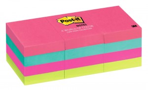 POST IT NOTE PADS 653AN 38mm x 50mm ASSORTED CAPETOWN-Pkt 12
